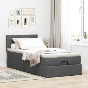 Οθωμανικό κρεβάτι με στρώμα σκούρο γκρι 90x190cm ύφασμα 3311339