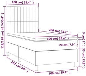 ΚΡΕΒΑΤΙ BOXSPRING ΜΕ ΣΤΡΩΜΑ &amp; LED ΣΚ.ΚΑΦΕ 100X200 ΕΚ ΥΦΑΣΜΑΤΙΝΟ 3135576