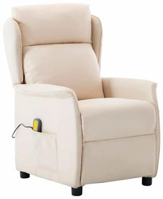 vidaXL Καρέκλα μασάζ με μαξιλάρι Κρεμ 67.5 x 93.5 x 101.5 εκ ύφασμα