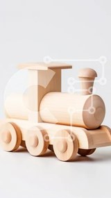 Intra Συλλεκτικό Ξύλινο Παζλ Plywood 4mm - Κλασικό ξύλινο τρένο παιχνιδιών σε καθαρό λευκό φόντο Σε Ξύλινο Κουτί - Διαστάσεις: 10x10 cm – 25 κομμάτια