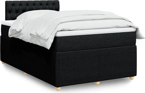 vidaXL Κρεβάτι Boxspring με Στρώμα Μαύρο 120x190 εκ. Υφασμάτινο