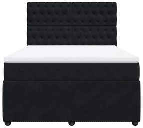 vidaXL Κρεβάτι Boxspring με Στρώμα Μαύρο 140x190 εκ. Βελούδινο