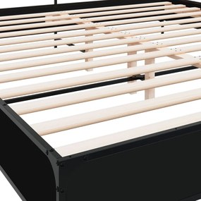 vidaXL Πλαίσιο Κρεβατιού Μαύρο 180 x 200 εκ. Επεξ. Ξύλο &amp; Μέταλλο