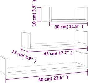 vidaXL Ράφια Τοίχου 3 τεμ. Χρώμα Sonoma Δρυς από Επεξεργασμένο Ξύλο