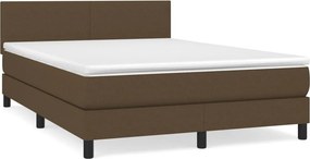 vidaXL Κρεβάτι Boxspring με Στρώμα Σκούρο Καφέ 140x190 εκ. Υφασμάτινο