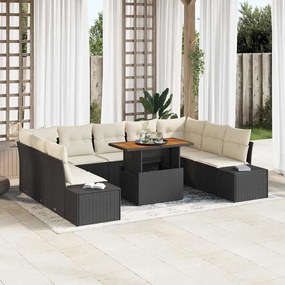 vidaXL Σετ Καναπέ Κήπου με αποθήκευση 10 pcs Μαύρο Πολυ ράταν