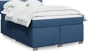 vidaXL Κρεβάτι Boxspring με Στρώμα Μπλε 140x200 εκ. Υφασμάτινο
