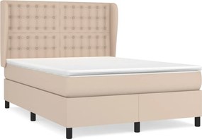 vidaXL Κρεβάτι Boxspring με Στρώμα Καπουτσίνο 140x200εκ.από Συνθ.Δέρμα