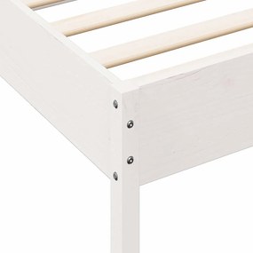 Κρεβάτι Βιβλιοθήκη Χωρίς Στρώμα 140x190 εκ Μασίφ Ξύλο Πεύκου - Λευκό