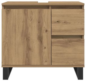vidaXL Ντουλάπι Νιπτήρα Μπάνιου Αρτισιανή Δρυς 65x33x60 εκ. Επεξ. Ξύλο