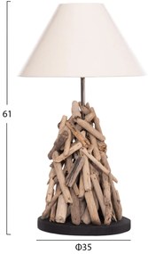 Επιτραπέζιο φωτιστικό Twiggy driftwood & λευκό καπέλο Φ25x55Υ εκ.