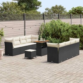 vidaXL Σετ Καναπέ Κήπου 11 pcs Μαύρο συνθετικό ρατάν