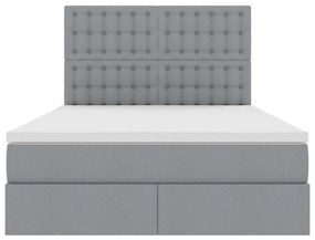 vidaXL Κρεβάτι με αποθηκευτικό χώρο και LED Ανοιχτό γκρι 140 x 200 cm