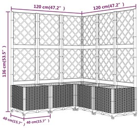 Ζαρντινιέρα Κήπου με Καφασωτό Μαύρο 120 x 120 x 136 εκ. από PP - Μαύρο