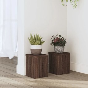 vidaXL Βάσεις Φυτών 2 Τεμ. Καφέ Δρυς 15x15x20 εκ. Επεξεργασμένο Ξύλο