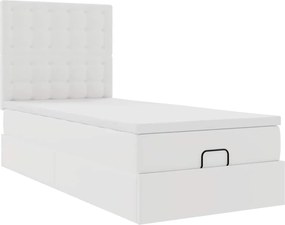 vidaXL Οθωμανικό κρεβάτι με στρώμα Λευκό 100x200cm Faux Leather