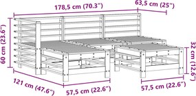 vidaXL Σετ Ξαπλώστρας Κήπου 5 pcs Κερωμένο Καφέ Στερεό πεύκο