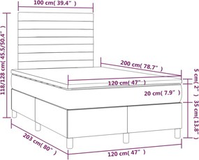 vidaXL Κρεβάτι Boxspring με Στρώμα Μπλε 120x200 εκ. Υφασμάτινο