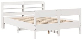 vidaXL Σκελετός Κρεβ. Χωρίς Στρώμα Λευκό 140x190 εκ Μασίφ Πεύκο