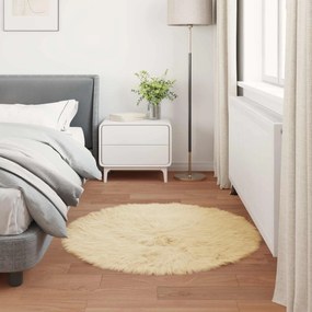 vidaXL Χαλί από τεχνητό πρόβειο δέρμα TAFALLA Κρεμ Ø 120 cm