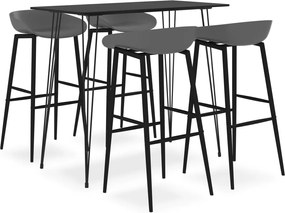 vidaXL Σετ Επίπλων Μπαρ 5 Τεμαχίων Μαύρο / Γκρι