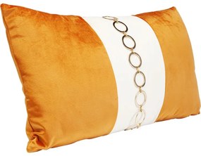 Μαξιλάρι Classy Velvet Λευκό-Πορτοκαλί 28x50 εκ. 30x8x50εκ - Χρυσό