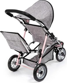 Καλάθι για Κούκλες Reig Jogger Δίδυμο Γκρι Ροζ Τροχούς x 3