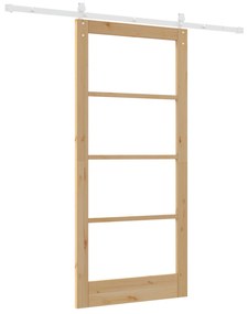 vidaXL Ολισθητή Πόρτα με Σετ Υλικών 93x202 cm Μασίφ Ξύλο Πεύκου