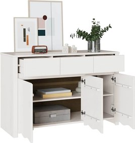 vidaXL Πλαϊνό γραφείο με συρτάρι Drammen Λευκό 114 x 43 x 75,5 εκ
