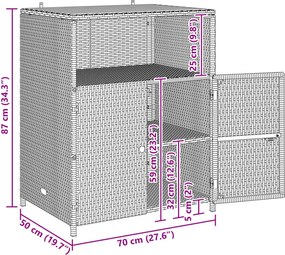 vidaXL Ντουλαπιού Μπεζ 70 x 50 x 87 εκ Πολυεστέρας και Ρόλυ Ράττεν