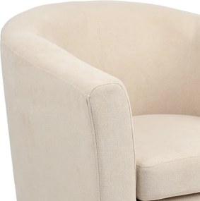 Πολυθρόνα Tronmo pakoworld κρεμ ύφασμα και πόδι rubberwood σε φυσική απόχρωση 75x69x75εκ