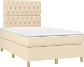 vidaXL Κρεβάτι Boxspring με Στρώμα Κρεμ 120x200 εκ. Υφασμάτινο
