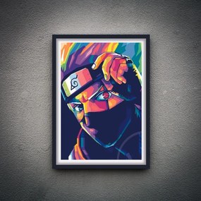 Πόστερ &amp; κάδρο KAKASHI NARUTO AN012 22x31cm Μαύρο Ξύλινο Κάδρο (με πόστερ)