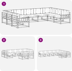 vidaXL Σειρά Καναπέ Εξωτερικού με μαξιλάρι 9 pcs Λευκό και Μπεζ