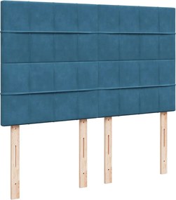 vidaXL Κρεβάτι Boxspring με Στρώμα Μπλε 160x200 εκ. Βελούδινο