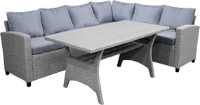 Σαλόνι Flashy σετ 3τμχ ύφασμα ανθρακί-rattan ανθρακί 236x68x74 εκ.