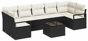 vidaXL Σετ Καναπέ Κήπου με μαξιλάρι 8 pcs Μαύρο, Κρέμα 55 x 55 x 37 εκ