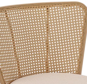 Καρέκλα Daniele φυσικό pe rattan-μπεζ ύφασμα-φυσικό μέταλλο 46.5x57.5x77.5εκ 46.5x57.5x77.5 εκ.