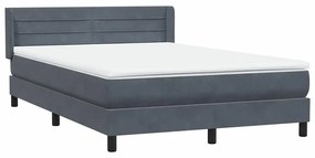 Κρεβάτι Boxspring με Στρώμα Σκούρο Γκρι 140x210 εκ. Βελούδινο - Γκρι