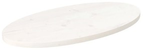 Επιφάνεια Τραπεζιού Οβάλ Λευκή 70x35x2,5 εκ. Μασίφ Ξύλο Πεύκου