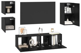vidaXL Σετ επίπλου τηλεόρασης 5 pcs Μαύρη δρυς Επεξεργασμένο ξύλο