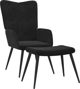 vidaXL Πολυθρόνα Relax Μαύρη Βελούδινη με Σκαμπό