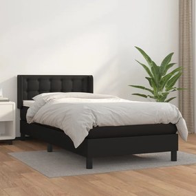 Κρεβάτι Boxspring με Στρώμα Μαύρο 100x200εκ.από Συνθετικό Δέρμα
