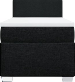 vidaXL Κρεβάτι Boxspring με Στρώμα Μαύρο 90x190 εκ.Υφασμάτινο