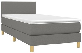vidaXL Κρεβάτι Boxspring με Στρώμα &amp; LED Σκ.Γκρι 100x200 εκ Υφασμάτινο