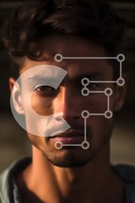 Intra Συλλεκτικό Ξύλινο Παζλ Plywood 4mm - Κοντινό πλάνο σοβαρός άνδρας με γκρι πουκάμισο Σε Ξύλινο Κουτί - Διαστάσεις Puzzle: 10x10 cm – 25 κομμάτια