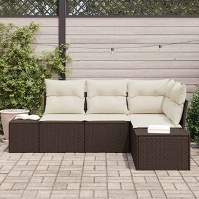 vidaXL Σετ Καναπέ Κήπου 4 pcs Καφέ συνθετικό ρατάν
