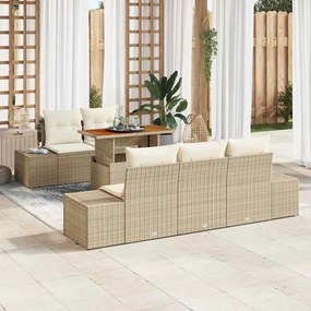 vidaXL Σετ Καναπέ Κήπου με αποθήκευση 6 pcs Μπεζ Πολυ ράταν