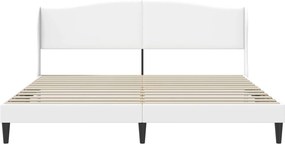 vidaXL Σκελετός Κρεβατιού με κεφαλάρι Λευκό 200 x 200 cm Τεχνητό Δέρμα