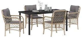 vidaXL Σέτ φαγητού για κήπο με μαξιλάρι 5 pcs Μπεζ Πολυ ράταν